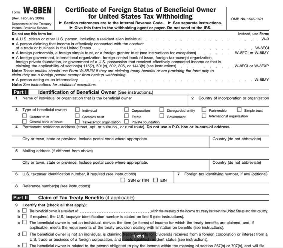 美國W-8表格是什么？